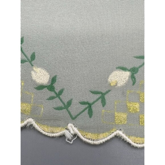 Sheer Hanky Yellow White Rose Rolled Hem Bridal Handkerchief Square 14" Delicate - Picture 9 of 10